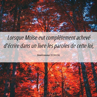Picture 06 - Deutéronome 31:24 LSG - Lorsque Moïse eut complètement achevé - Bible Verse Picture