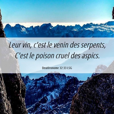 Picture 06 - Deutéronome 32:33 LSG - Leur vin, c'est le venin des serpents, C'est le - Bible Verse Picture