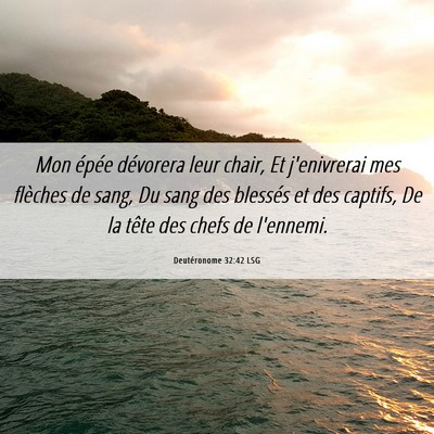 Picture 06 - Deutéronome 32:42 LSG - Mon épée dévorera leur chair, Et j'enivrerai - Bible Verse Picture