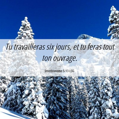 Picture 06 - Deutéronome 5:13 LSG - Tu travailleras six jours, et tu feras tout ton - Bible Verse Picture