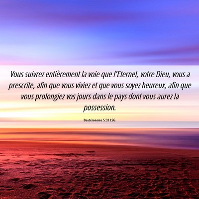 Picture 06 - Deutéronome 5:33 LSG - Vous suivrez entièrement la voie que l'Eternel, - Bible Verse Picture