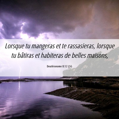 Picture 06 - Deutéronome 8:12 LSG - Lorsque tu mangeras et te rassasieras, lorsque tu - Bible Verse Picture