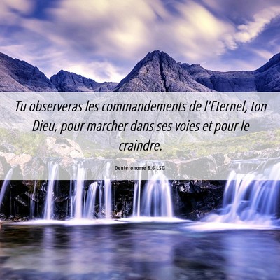 Picture 06 - Deutéronome 8:6 LSG - Tu observeras les commandements de l'Eternel, ton - Bible Verse Picture