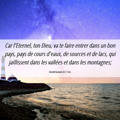 Picture 06 - Deutéronome 8:7 LSG - Car l'Eternel, ton Dieu, va te faire entrer dans - Bible Verse Picture