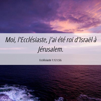 Picture 06 - Ecclésiaste 1:12 LSG - Moi, l'Ecclésiaste, j'ai été roi d'Israël à - Bible Verse Picture