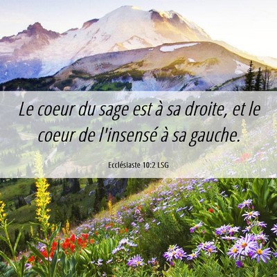 Picture 06 - Ecclésiaste 10:2 LSG - Le coeur du sage est à sa droite, et le coeur de - Bible Verse Picture