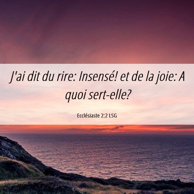 Picture 06 - Ecclésiaste 2:2 LSG - J'ai dit du rire: Insensé! et de la joie: A quoi - Bible Verse Picture