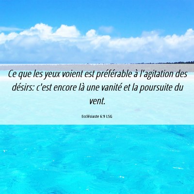 Picture 06 - Ecclésiaste 6:9 LSG - Ce que les yeux voient est préférable à - Bible Verse Picture