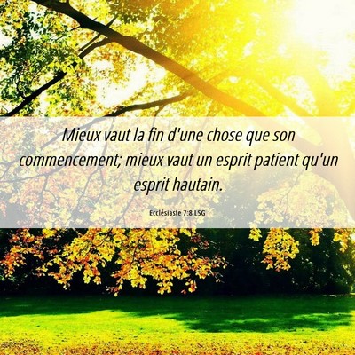 Picture 06 - Ecclésiaste 7:8 LSG - Mieux vaut la fin d'une chose que son - Bible Verse Picture