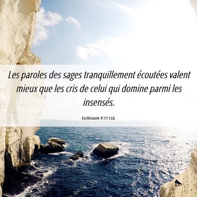 Picture 06 - Ecclésiaste 9:17 LSG - Les paroles des sages tranquillement écoutées - Bible Verse Picture