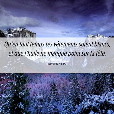 Picture 06 - Ecclésiaste 9:8 LSG - Qu'en tout temps tes vêtements soient blancs, et - Bible Verse Picture