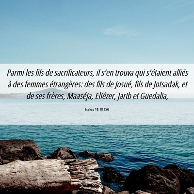 Picture 06 - Esdras 10:18 LSG - Parmi les fils de sacrificateurs, il s'en trouva - Bible Verse Picture
