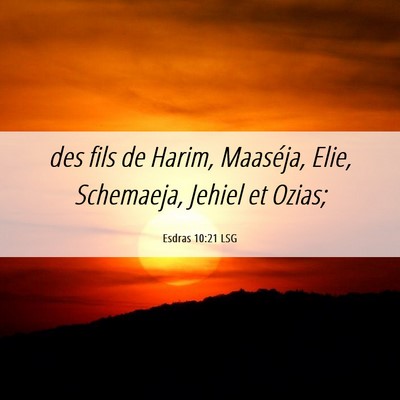 Picture 06 - Esdras 10:21 LSG - des fils de Harim, Maaséja, Elie, Schemaeja, - Bible Verse Picture