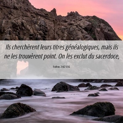 Picture 06 - Esdras 2:62 LSG - Ils cherchèrent leurs titres généalogiques, - Bible Verse Picture