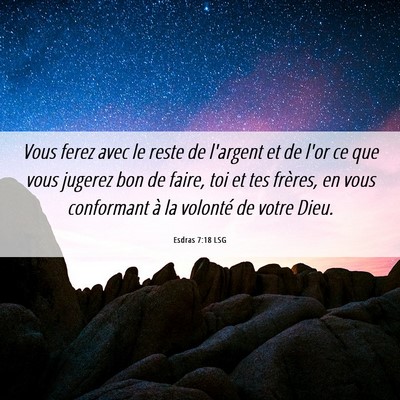 Picture 06 - Esdras 7:18 LSG - Vous ferez avec le reste de l'argent et de l'or - Bible Verse Picture