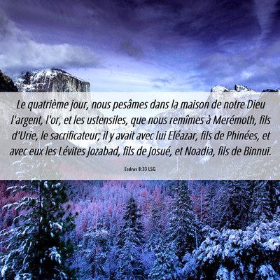 Picture 06 - Esdras 8:33 LSG - Le quatrième jour, nous pesâmes dans la maison - Bible Verse Picture