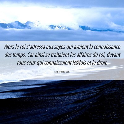 Picture 06 - Esther 1:13 LSG - Alors le roi s'adressa aux sages qui avaient la - Bible Verse Picture