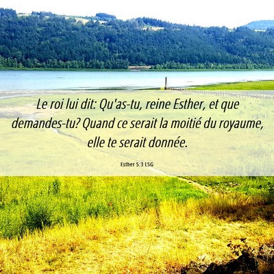 Picture 06 - Esther 5:3 LSG - Le roi lui dit: Qu'as-tu, reine Esther, et que - Bible Verse Picture