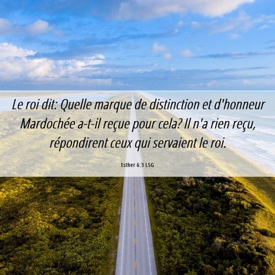 Picture 06 - Esther 6:3 LSG - Le roi dit: Quelle marque de distinction et - Bible Verse Picture