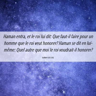 Picture 06 - Esther 6:6 LSG - Haman entra, et le roi lui dit: Que faut-il faire - Bible Verse Picture