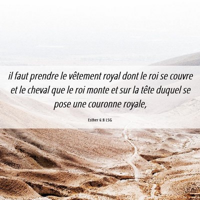 Picture 06 - Esther 6:8 LSG - il faut prendre le vêtement royal dont le roi se - Bible Verse Picture
