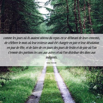 Picture 06 - Esther 9:22 LSG - comme les jours où ils avaient obtenu du repos - Bible Verse Picture