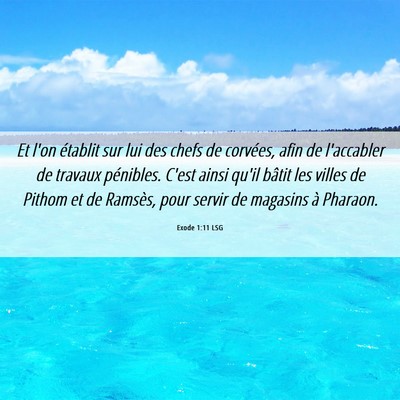 Picture 06 - Exode 1:11 LSG - Et l'on établit sur lui des chefs de corvées, - Bible Verse Picture