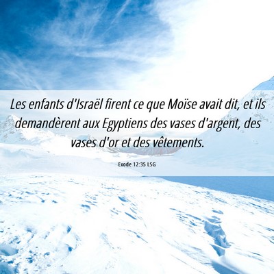 Picture 06 - Exode 12:35 LSG - Les enfants d'Israël firent ce que Moïse avait - Bible Verse Picture