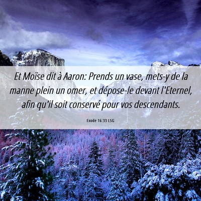 Picture 06 - Exode 16:33 LSG - Et Moïse dit à Aaron: Prends un vase, mets-y de - Bible Verse Picture