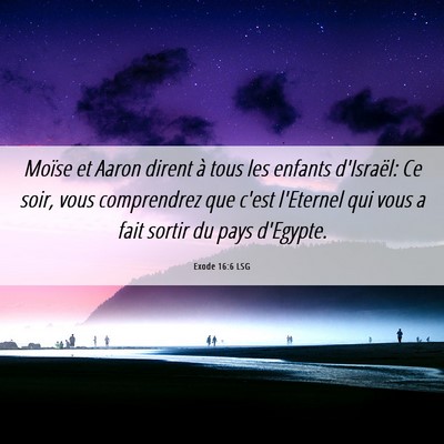 Picture 06 - Exode 16:6 LSG - Moïse et Aaron dirent à tous les enfants - Bible Verse Picture
