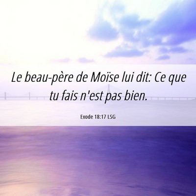 Picture 06 - Exode 18:17 LSG - Le beau-père de Moïse lui dit: Ce que tu fais - Bible Verse Picture