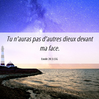Picture 06 - Exode 20:3 LSG - Tu n'auras pas d'autres dieux devant ma - Bible Verse Picture