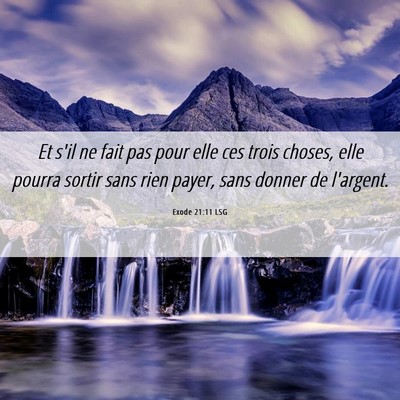 Picture 06 - Exode 21:11 LSG - Et s'il ne fait pas pour elle ces trois choses, - Bible Verse Picture