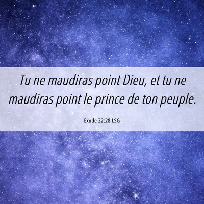 Picture 06 - Exode 22:28 LSG - Tu ne maudiras point Dieu, et tu ne maudiras - Bible Verse Picture