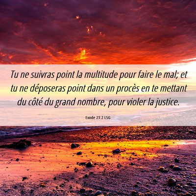 Picture 06 - Exode 23:2 LSG - Tu ne suivras point la multitude pour faire le - Bible Verse Picture