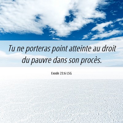 Picture 06 - Exode 23:6 LSG - Tu ne porteras point atteinte au droit du pauvre - Bible Verse Picture