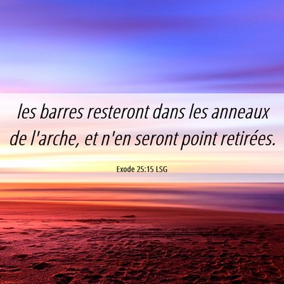 Picture 06 - Exode 25:15 LSG - les barres resteront dans les anneaux de l'arche, - Bible Verse Picture