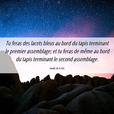 Picture 06 - Exode 26:4 LSG - Tu feras des lacets bleus au bord du tapis - Bible Verse Picture