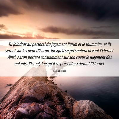 Picture 06 - Exode 28:30 LSG - Tu joindras au pectoral du jugement l'urim et le - Bible Verse Picture