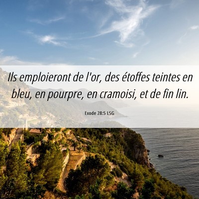 Picture 06 - Exode 28:5 LSG - Ils emploieront de l'or, des étoffes teintes en - Bible Verse Picture