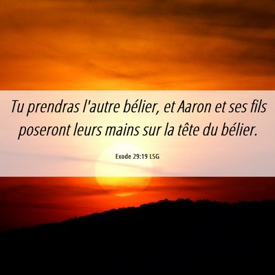 Picture 06 - Exode 29:19 LSG - Tu prendras l'autre bélier, et Aaron et ses fils - Bible Verse Picture