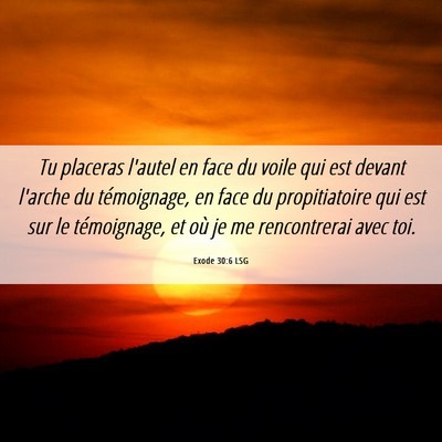 Picture 06 - Exode 30:6 LSG - Tu placeras l'autel en face du voile qui est - Bible Verse Picture