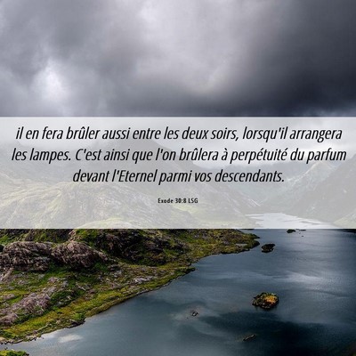 Picture 06 - Exode 30:8 LSG - il en fera brûler aussi entre les deux soirs, - Bible Verse Picture