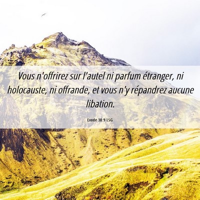 Picture 06 - Exode 30:9 LSG - Vous n'offrirez sur l'autel ni parfum étranger, - Bible Verse Picture