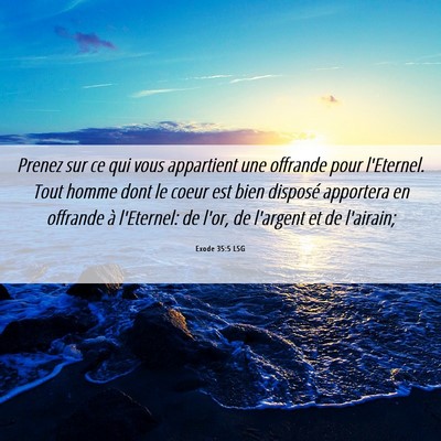 Picture 06 - Exode 35:5 LSG - Prenez sur ce qui vous appartient une offrande - Bible Verse Picture