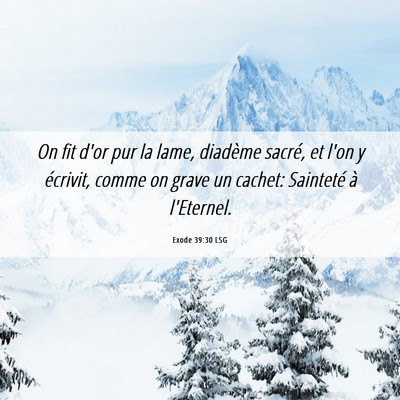 Picture 06 - Exode 39:30 LSG - On fit d'or pur la lame, diadème sacré, et l'on - Bible Verse Picture