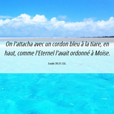 Picture 06 - Exode 39:31 LSG - On l'attacha avec un cordon bleu à la tiare, en - Bible Verse Picture