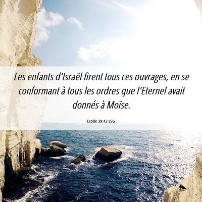 Picture 06 - Exode 39:42 LSG - Les enfants d'Israël firent tous ces ouvrages, - Bible Verse Picture