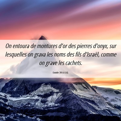 Picture 06 - Exode 39:6 LSG - On entoura de montures d'or des pierres d'onyx, - Bible Verse Picture