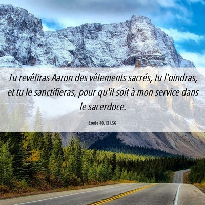 Picture 06 - Exode 40:13 LSG - Tu revêtiras Aaron des vêtements sacrés, tu - Bible Verse Picture